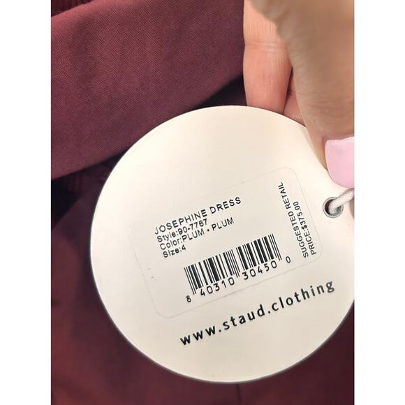 NWT Staud Josephine Cut-Out Maxi Dress Leg Slit Sweetheart Long Sleeve Plum SZ 4 - Picture 11 of 14